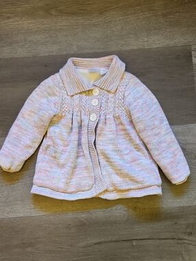 Koala Kids Pastel Pink Knit Cardigan with Collar